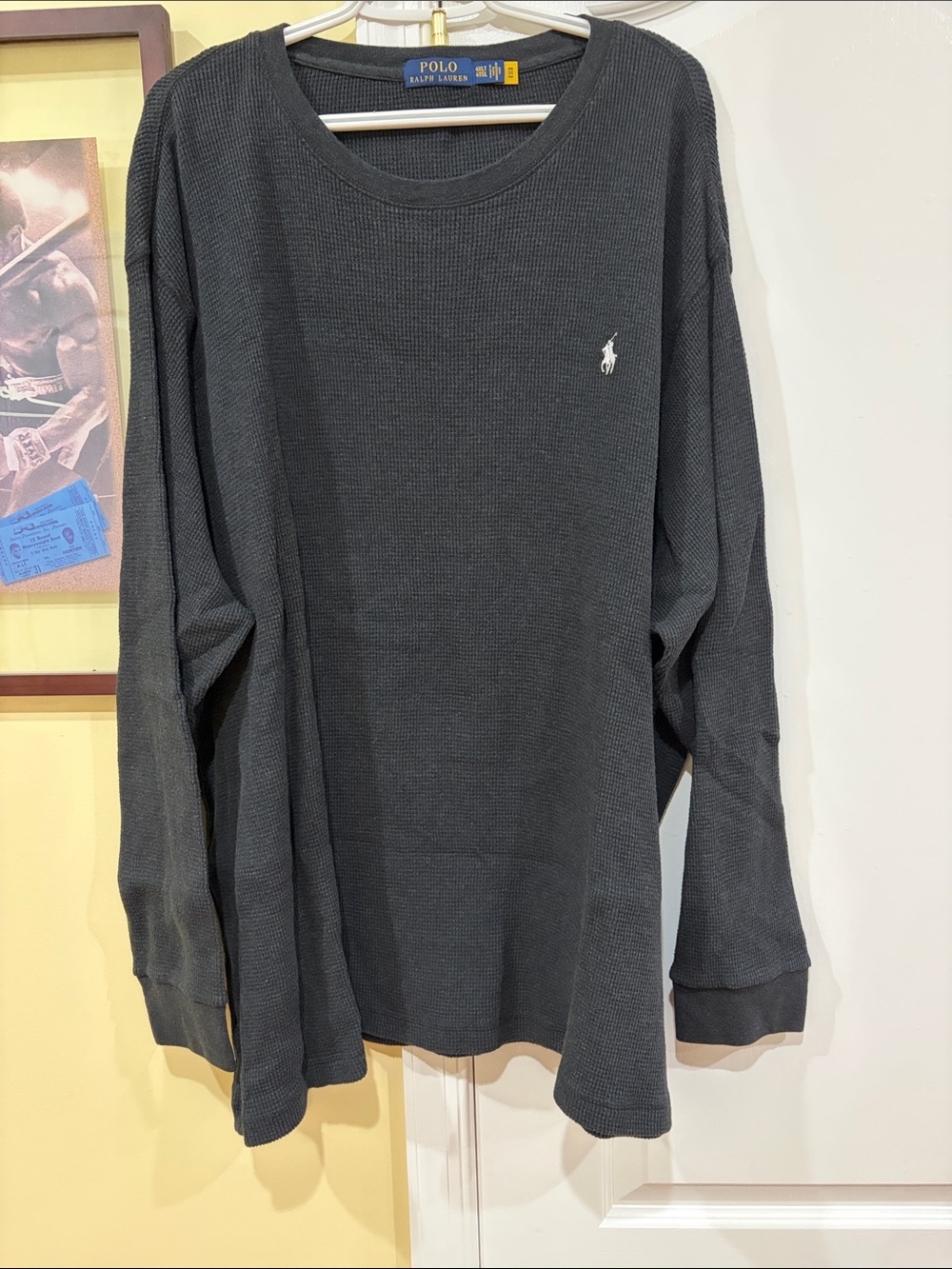 Polo by Ralph Lauren Black Long Sleeve Waffle Knit Tee